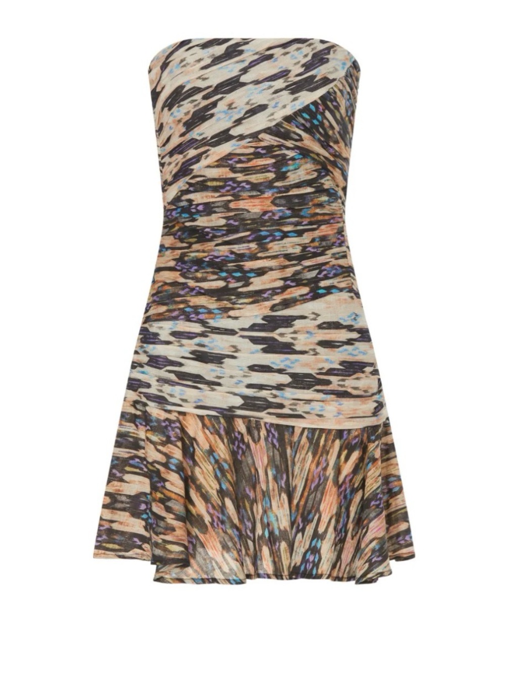 Maria Cher Strapless Multicolor Butterfly Dress